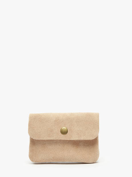 Coin Purse Leather Milano Beige velvet VE23091