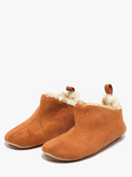 Chaussons En Cuir Isotoner Marron women 97422 vue secondaire 1