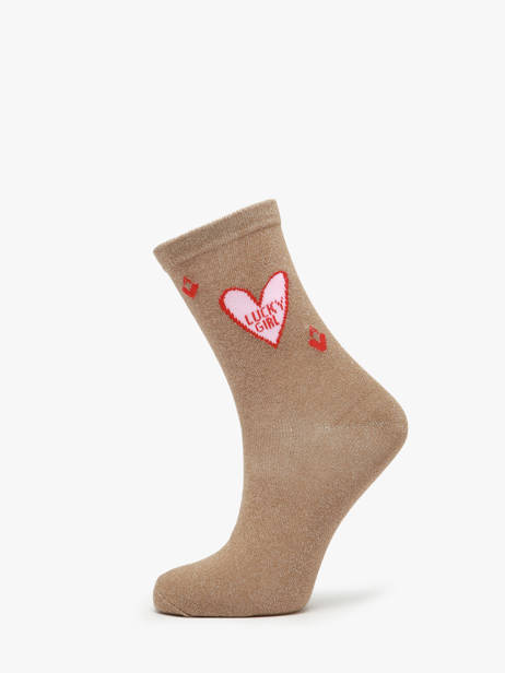 Chaussettes Pieces Marron socks women 17162495