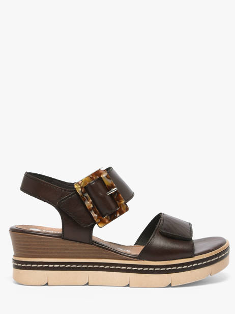 Sandales Talon Compensé En Cuir Remonte Marron women 25